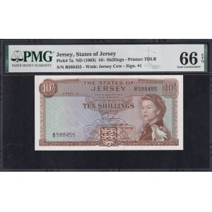 Jersey, 10 Shillings, 1963, Gem UNC 66 EPQ