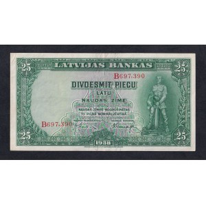 Lotyšsko, 25 Latu, 1938, XF