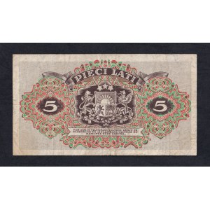 Lettonie, 5 Lati, 1940, VF