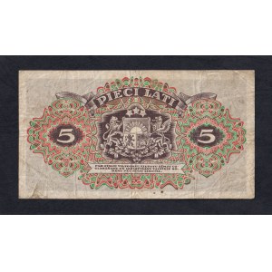 Latvia, 5 Lati, 1940, VF