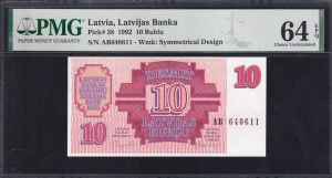 Latvia, 10 Rubles, 1992, Choice UNC 64 EPQ