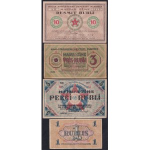 Lettonie, série de 4 billets (1, 3, 5, 10, roubles), 1919, XF