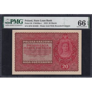 Poland, 20 Marek, 1919, Gem UNC 66 EPQ