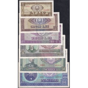Rumunsko, sada 6 bankoviek (1, 5, 10, 25, 50, 100 lei), 1966, XF-UNC