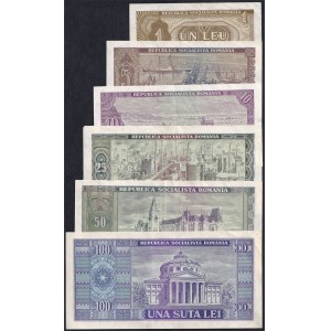Rumunsko, sada 6 bankoviek (1, 5, 10, 25, 50, 100 lei), 1966, XF-UNC