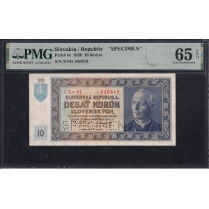 Slovakia, 10 Korun, 1939, Gem UNC 65 EPQ, SPECIMEN