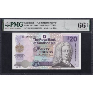 Scotland, 20 Pounds, 2000, Gem UNC 66 EPQ, Commemorative