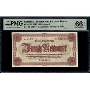 Allemagne. Sudètes et Basse-Silésie 20 Reichsmark 1945