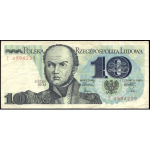 Pologne. 1982 10 Zlotych Préfixe T