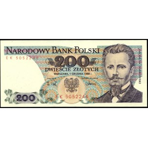 Pologne. 1988 200 Zlotych Préfixe EK