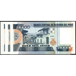 Peru. 10000 Intis 1988 3 Pcs