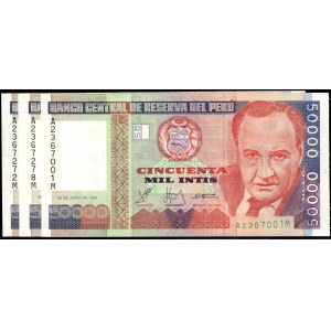 Peru. 50000 Intis 1988 3 szt.