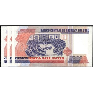 Peru. 50000 Intis 1988 3 szt.