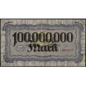 Germany. Wurttemberg 100 Million Mark 1923