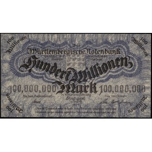 Germany. Wurttemberg 100 Million Mark 1923