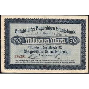 Niemcy. Bawaria 50 milionów marek 1923