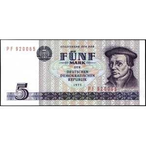 Germany. DDR 5 Mark 1975 Prefix PF