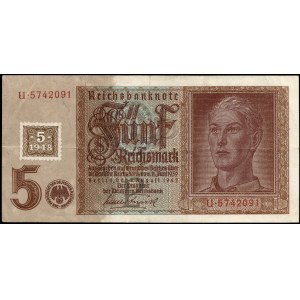 Germany. DDR 5 Marks 1948 Stamp Over 5 Marks 1942