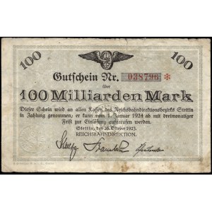 Polsko. Štětín 100 miliard marek 1923