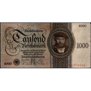 Germany. 1000 Mark 1924 Prefix A