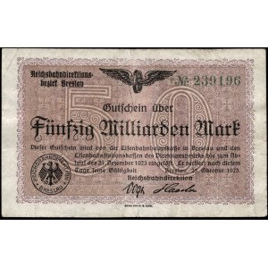 Polsko. Vratislav Breslau 50 miliard milliard marek 1923