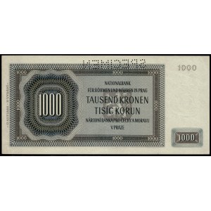 Bohemia and Moravia. 1000 Korun 1942 Specimen Prefix Hb