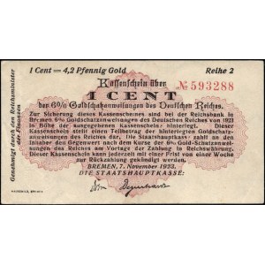 Germany. Bremen 4,2 Goldpfennig 1 Cent 1923
