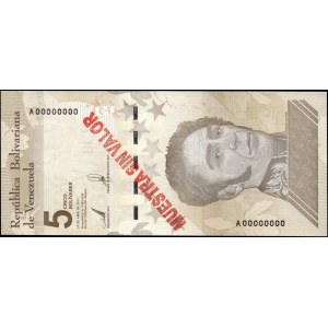 Venezuela. 5 Bolivares 2021 Specimen