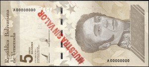 Venezuela. 5 Bolivares 2021 Specimen