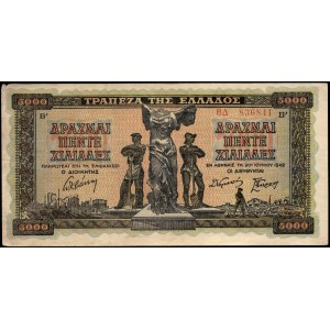 Greece. 5000 Drachmai 1942