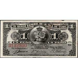 Cuba. Banco Español 1 Peso 1896
