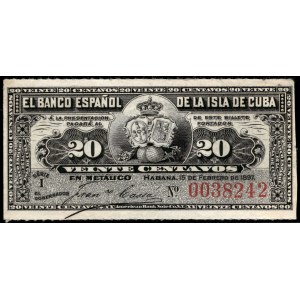 Cuba. Banco Español 20 Centavos 1897