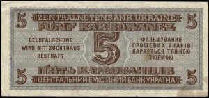 Ukraine. 5 Karbowanez 1942 German Occupation