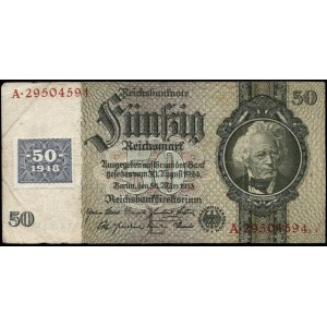 Germany. DDR 50 Mark 1948 Stamp Over 50 Mark 1933