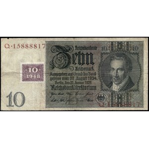 Germany. DDR 10 Mark 1948 Stamp Over 10 Mark 1929
