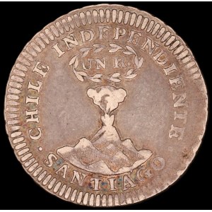 Chili. 1 Real 1834 Santiago Volcano Silver