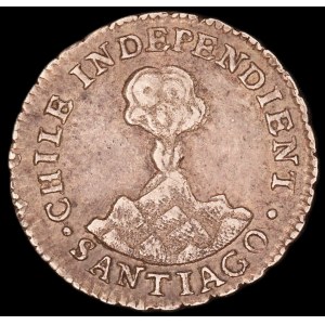 Cile. 1/2 Real 1833 Santiago Volcano Argento