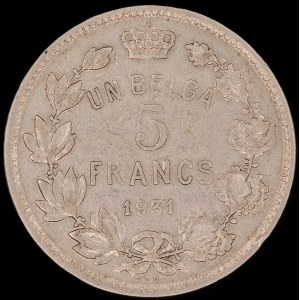Belgium. 5 Francs 1931 French