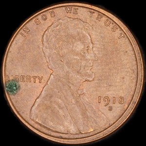 United States of America. 1 Cent 1918 S San Francisco Collar Strike Mint Error