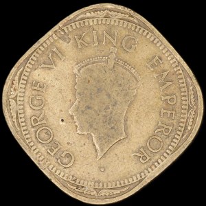India. British 2 Annas 1944 Mint Error Laminated Planchet