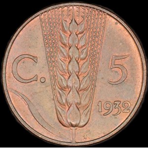 Italia. 5 Centesimi 1932 Roma