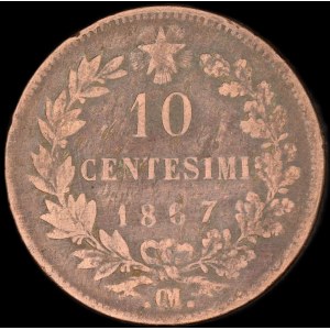Italien. 10 Centesimi 1867 OM