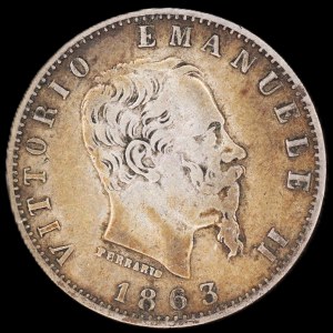 Włochy. 20 Centesimi 1863 M Milan Silver