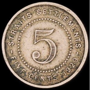 Straits Settlements. 5 centů 1920