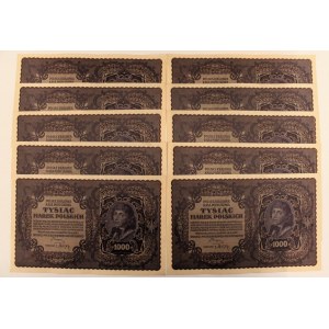 Poland. 1919 1000 Marek II Serja G No 853,7XX 10 Uncirculated Pieces From Same Bundle
