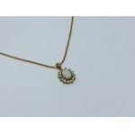 Gold Necklace 375/9K with Natural Opal and Zircons