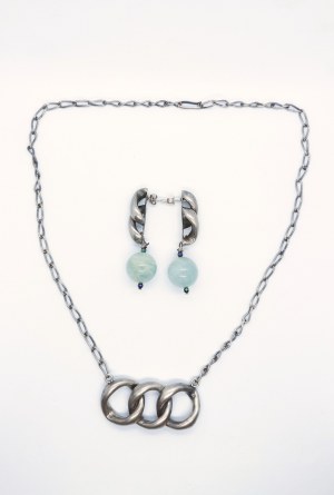 Orno set necklace and earrings with calcite, 800 silver