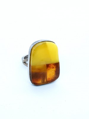 Silver ring with amber