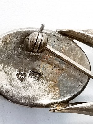 Broszka kwiat srebro i hematyt