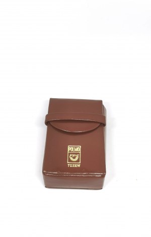 Leather cigarette case with Polmo logo